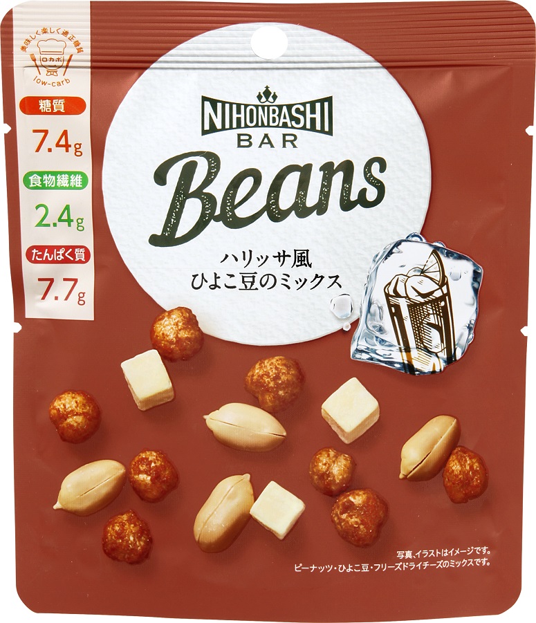 Nihonbashi Bar Beans
하리사풍 히요코 콩의 믹스
３０ｇ
220엔(세금 별도)
유통기간 120일 「니혼바시과방 Nihonbashi Bar」신상품 4종 발매
　　~고쿠분 그룹 본사·ROJI 니혼바시~