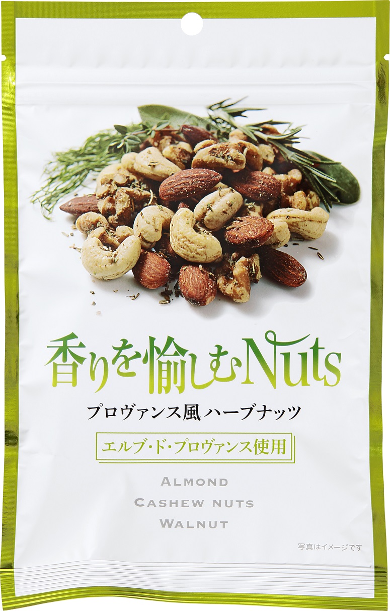 Nihonbashi Bar 향기를 즐기는 Nuts 프로방스풍 허브넛 100g
500엔(세금 별도)
유통기간 180일 「니혼바시과방 Nihonbashi Bar」신상품 4종 발매
　　~고쿠분 그룹 본사·ROJI 니혼바시~