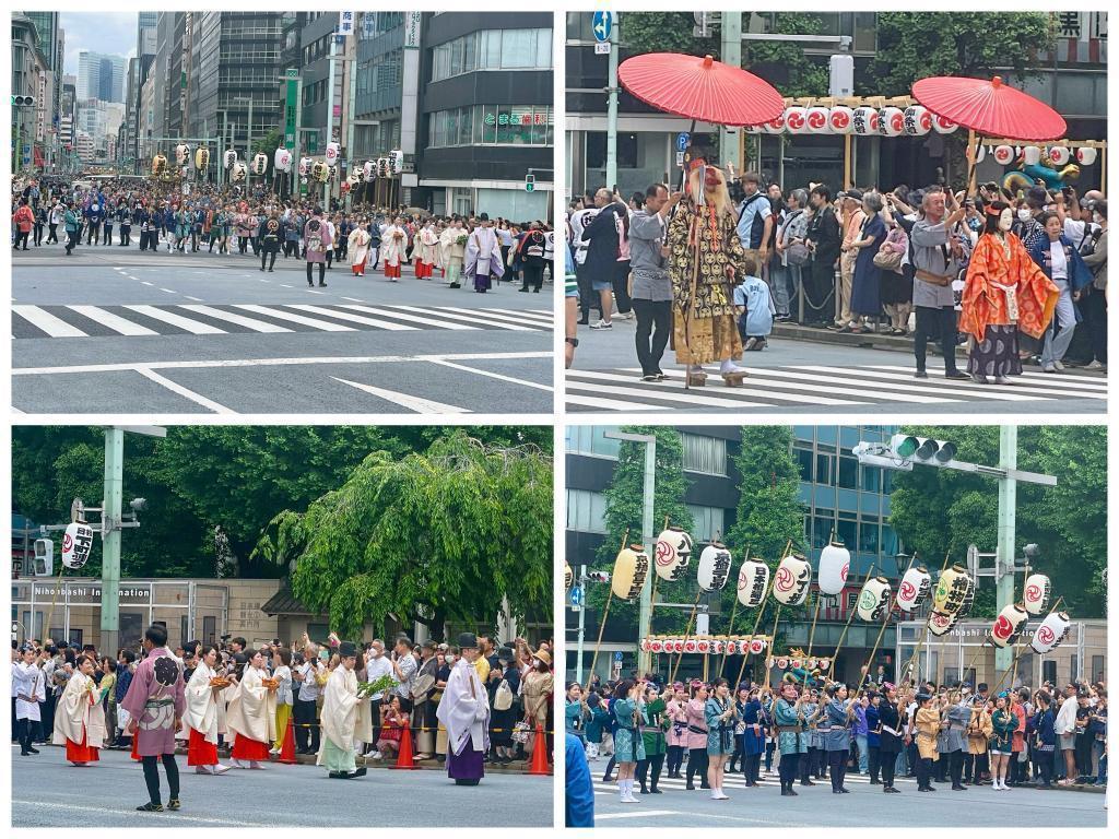 와타오의 선두는 사루타히코·텐전여 명, 신직·무녀들 중앙도리를 가마가 걷는다(야마노 축제) 시모마치 연합 와타오